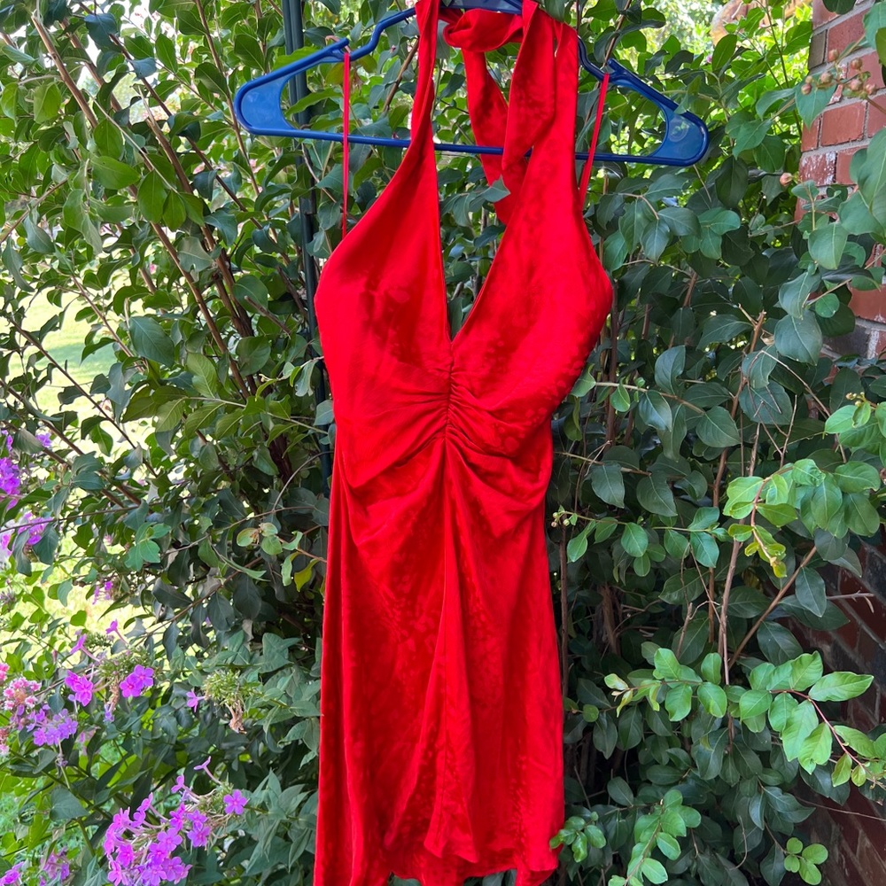 ZARA halter satin red dress